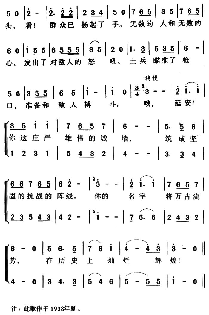 延安颂电子琴谱，带和弦