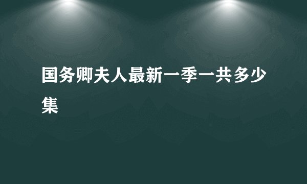 国务卿夫人最新一季一共多少集