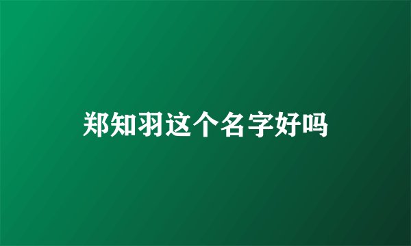 郑知羽这个名字好吗