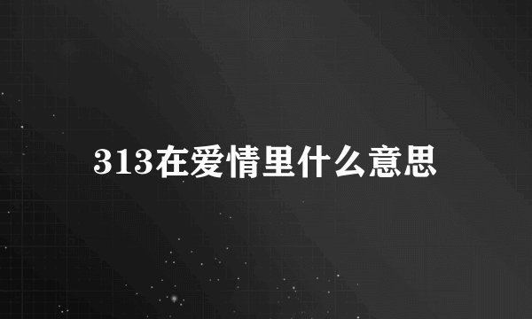 313在爱情里什么意思