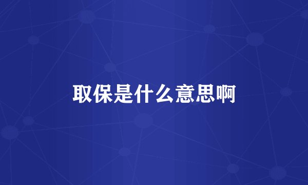 取保是什么意思啊