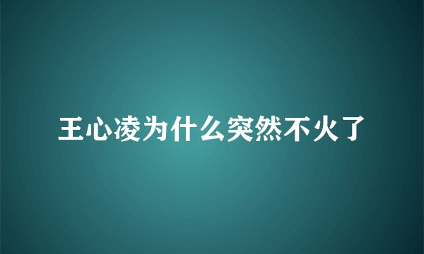 王心凌为什么突然不火了