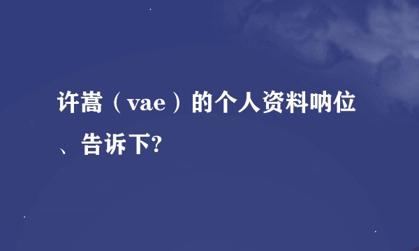 许嵩（vae）的个人资料呐位、告诉下?