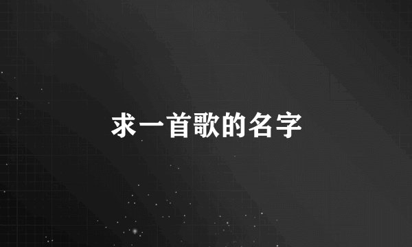 求一首歌的名字