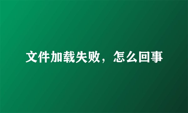 文件加载失败，怎么回事