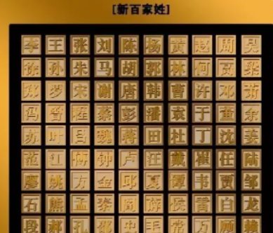 百家姓的排名顺序