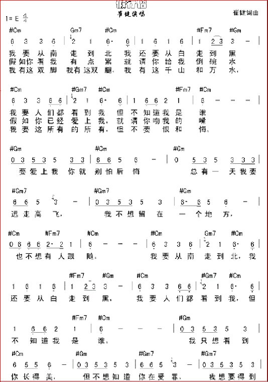 “我要从南走到北，还要从白走到黑”这首歌（苦行僧）的全部歌词