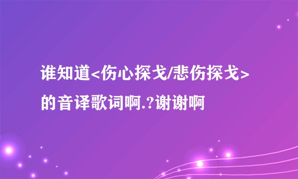 谁知道<伤心探戈/悲伤探戈>的音译歌词啊.?谢谢啊