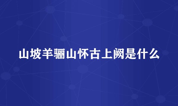 山坡羊骊山怀古上阙是什么