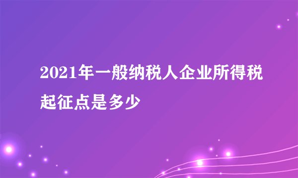 2021年一般纳税人企业所得税起征点是多少