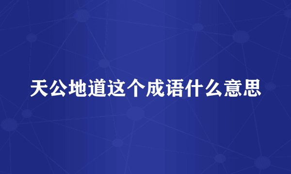天公地道这个成语什么意思