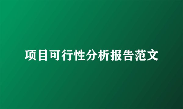 项目可行性分析报告范文