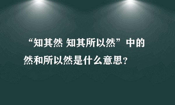 “知其然 知其所以然”中的然和所以然是什么意思？