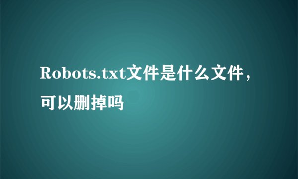Robots.txt文件是什么文件，可以删掉吗