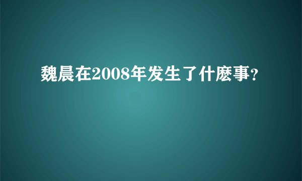 魏晨在2008年发生了什麽事？