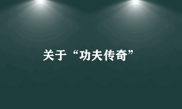 关于“功夫传奇”