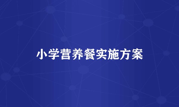 小学营养餐实施方案