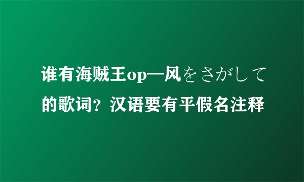 谁有海贼王op—风をさがして的歌词?汉语要有平假名注释