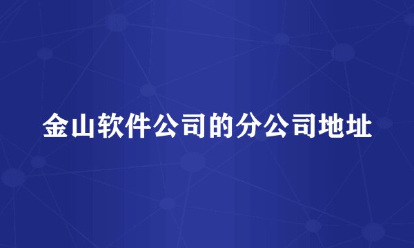 金山软件公司的分公司地址