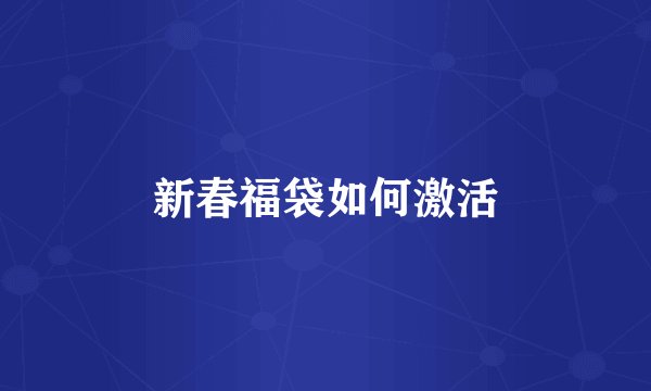 新春福袋如何激活