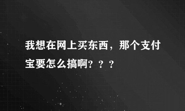 我想在网上买东西，那个支付宝要怎么搞啊？？？