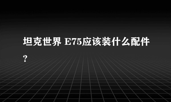 坦克世界 E75应该装什么配件?