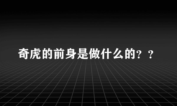 奇虎的前身是做什么的？？