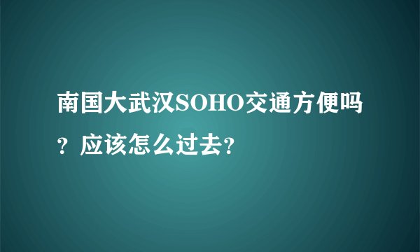 南国大武汉SOHO交通方便吗？应该怎么过去？