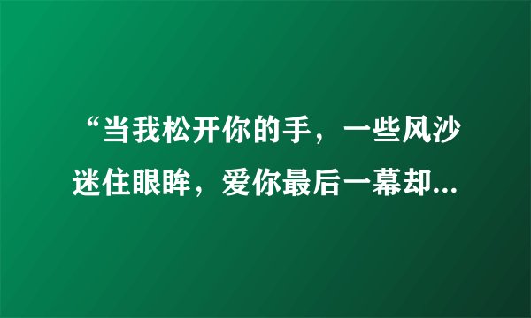 “当我松开你的手,一些风沙迷住眼眸,爱你最后一幕却模样带过”是哪首歌?