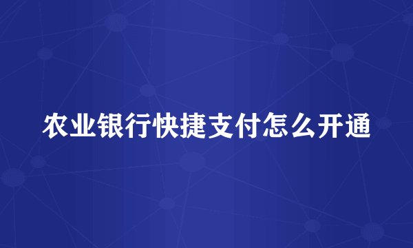 农业银行快捷支付怎么开通