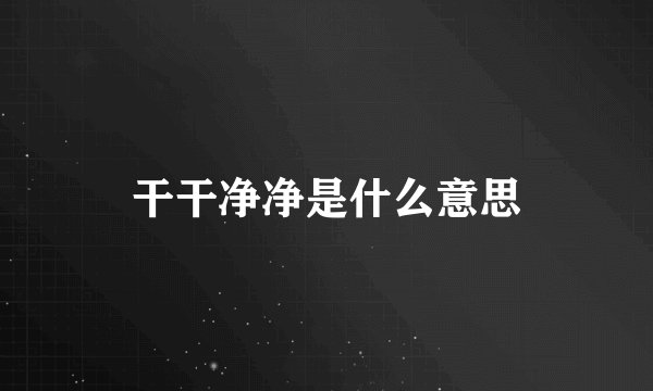 干干净净是什么意思