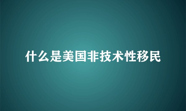 什么是美国非技术性移民