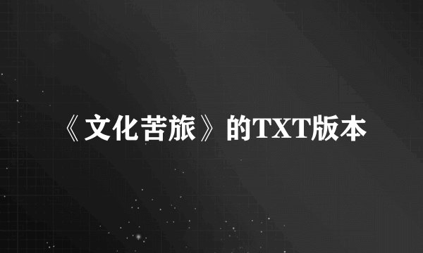 《文化苦旅》的TXT版本