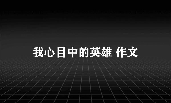 我心目中的英雄 作文