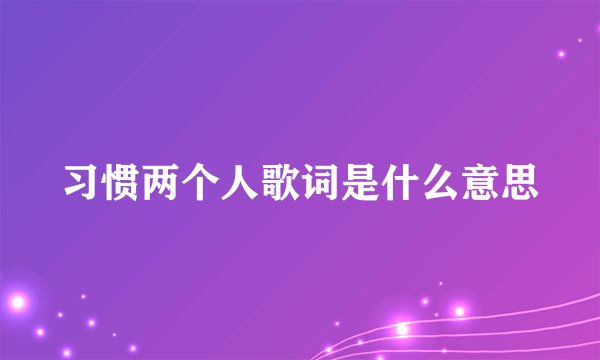 习惯两个人歌词是什么意思