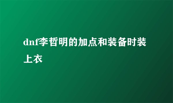 dnf李哲明的加点和装备时装上衣