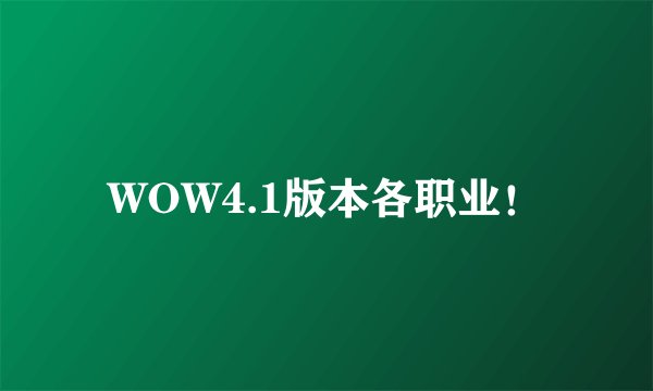 WOW4.1版本各职业！
