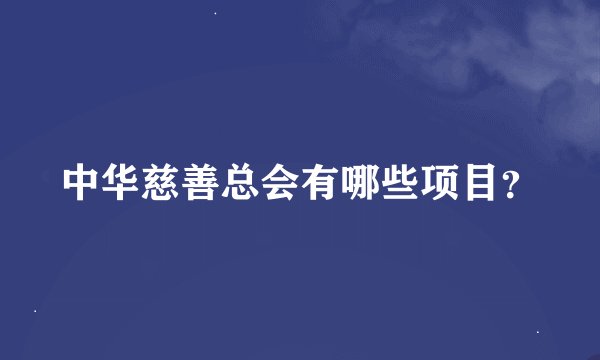 中华慈善总会有哪些项目？