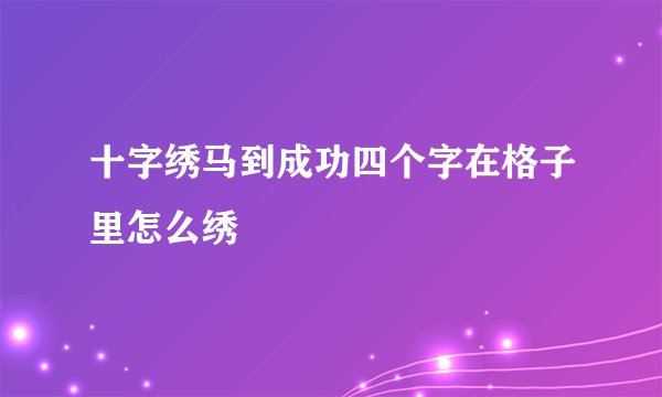 十字绣马到成功四个字在格子里怎么绣