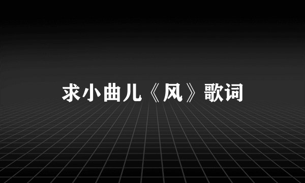 求小曲儿《风》歌词