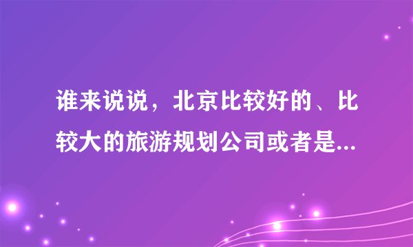 谁来说说，北京比较好的、比较大的旅游规划公司或者是城市规划公司