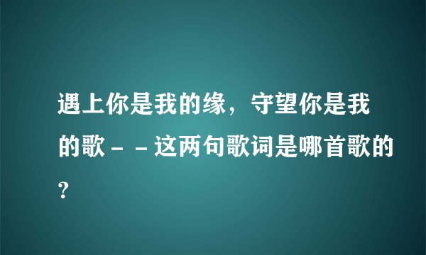 遇上你是我的缘，守望你是我的歌－－这两句歌词是哪首歌的？