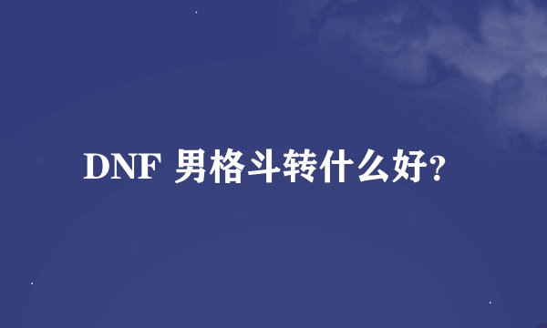 DNF 男格斗转什么好？
