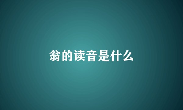 翁的读音是什么