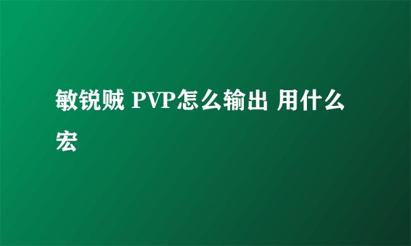 敏锐贼 PVP怎么输出 用什么宏