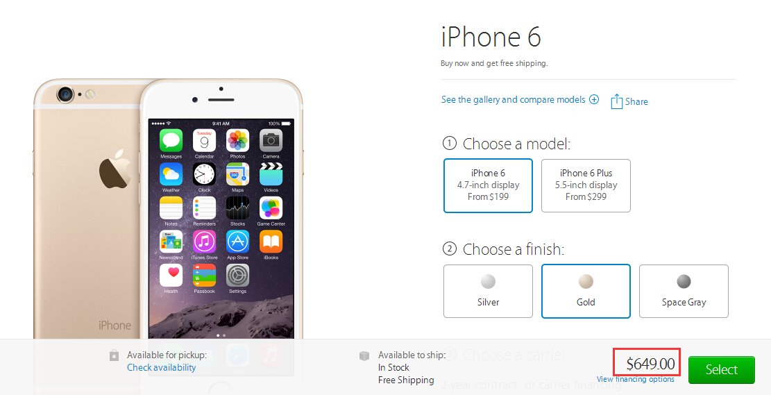 美国749美刀的iphone6算上 18的购置税 最后是多少人民币 749美刀是4655人民币