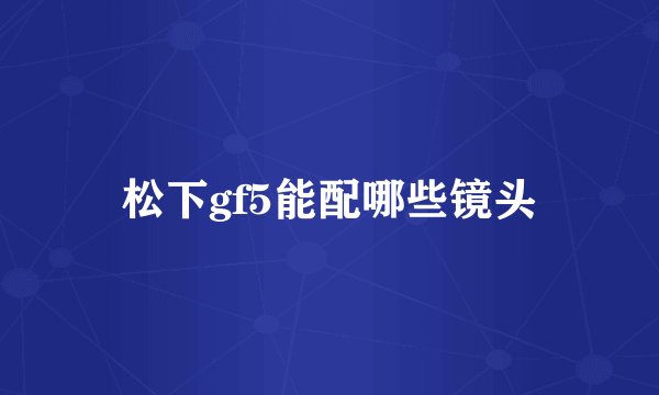 松下gf5能配哪些镜头