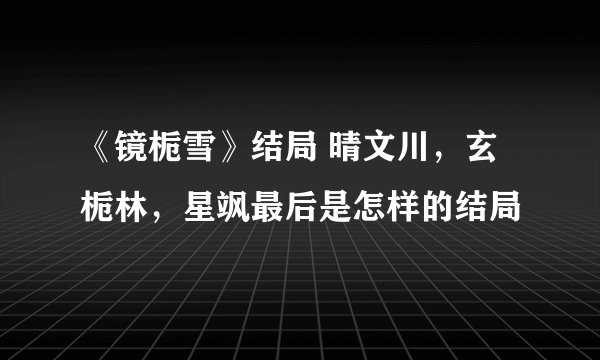 《镜栀雪》结局 晴文川，玄栀林，星飒最后是怎样的结局