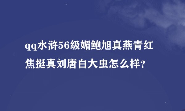 qq水浒56级媚鲍旭真燕青红焦挺真刘唐白大虫怎么样？