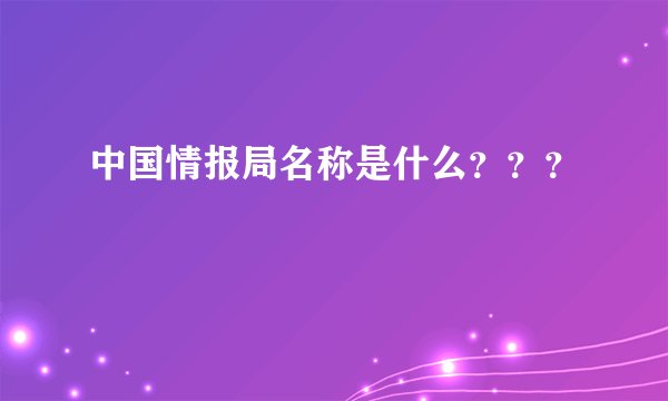 中国情报局名称是什么？？？